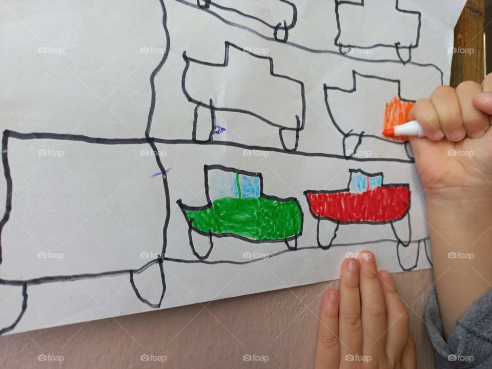 smile and rejoice when I see and watch how my baby tries and draws these funny colorful cars!