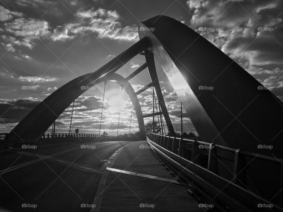 Skew bridge. Sunset through the skew bridge
