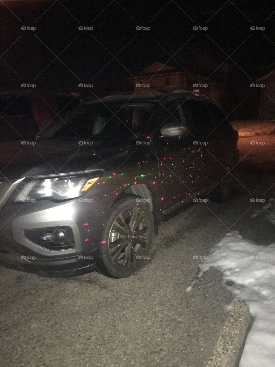 Christmas lights on the car