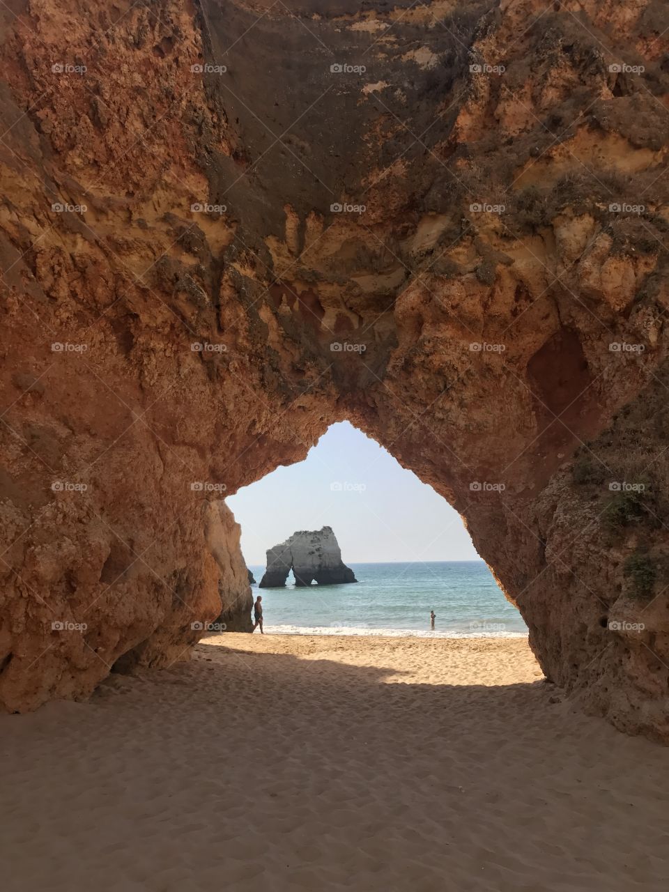 Hole in rock beach Algarve Portugal