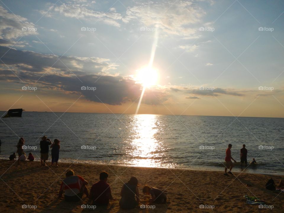 Evening at the beach. Sunset beach 
