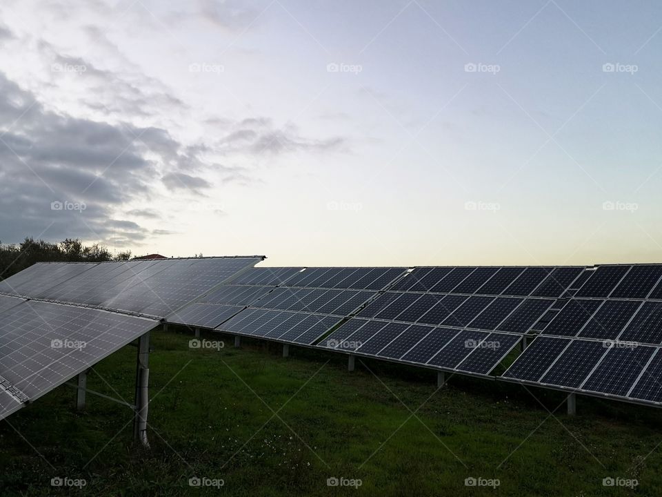 Solar panels in a row