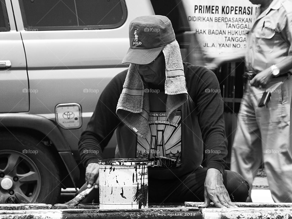 roadwork. painting the roadblock