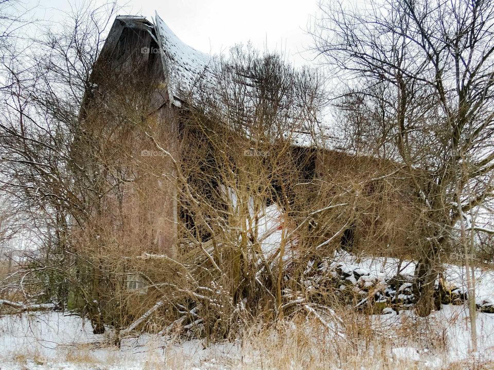 Barn caving in