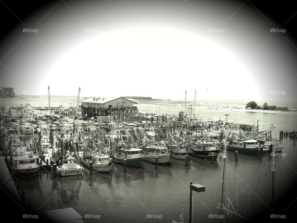 The fishing village. A fleet of fishing boats in Biloxi Mississippi 