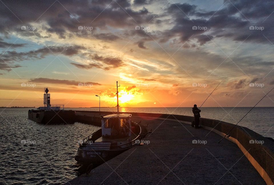 Sunset view of pier