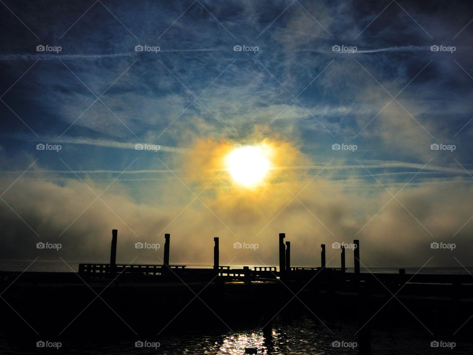 river sunrise fog hudson by delvec