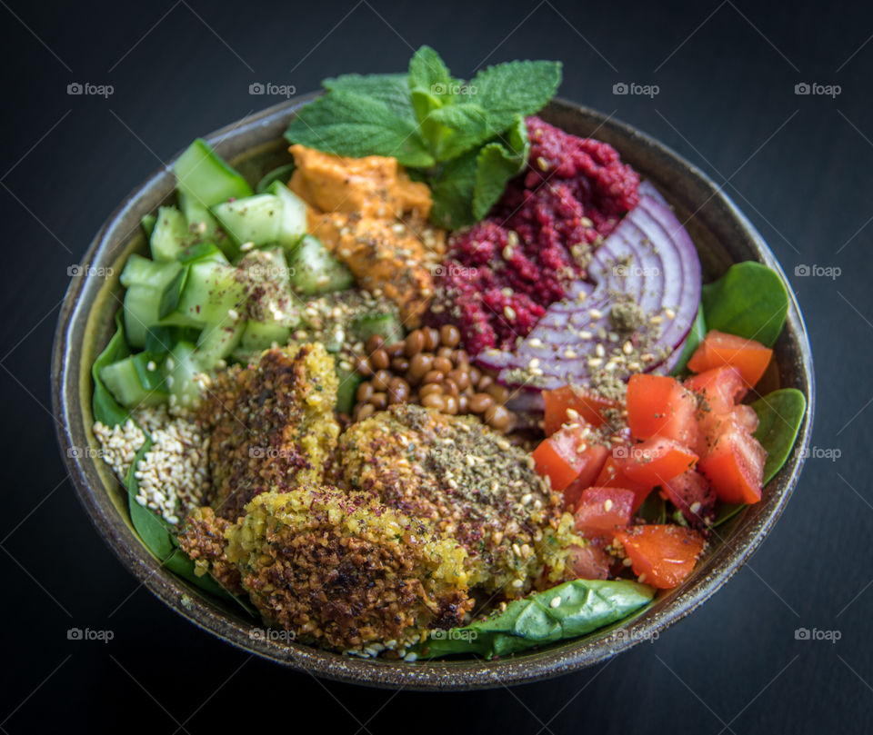 Summer falafel salad bowl 