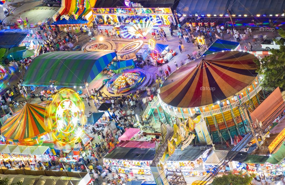 Thailand-October 28 2019:Big Thai temple fair in Samut Prakarn Province Thailand