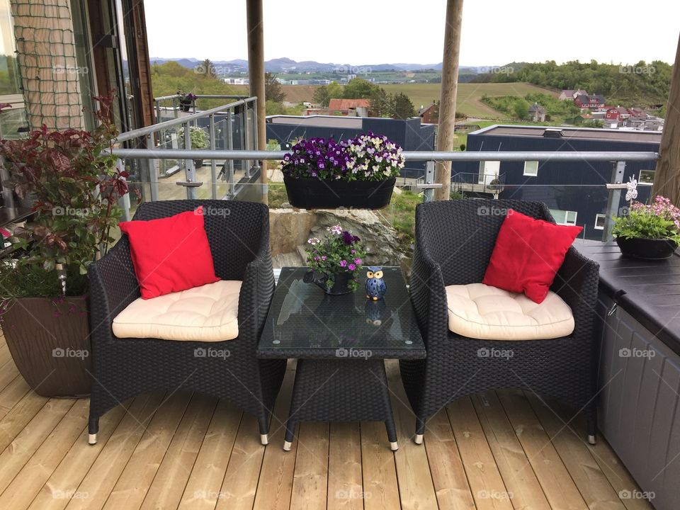 Terrasse for two. Outdoor pleasure for two persons on a summer day. 