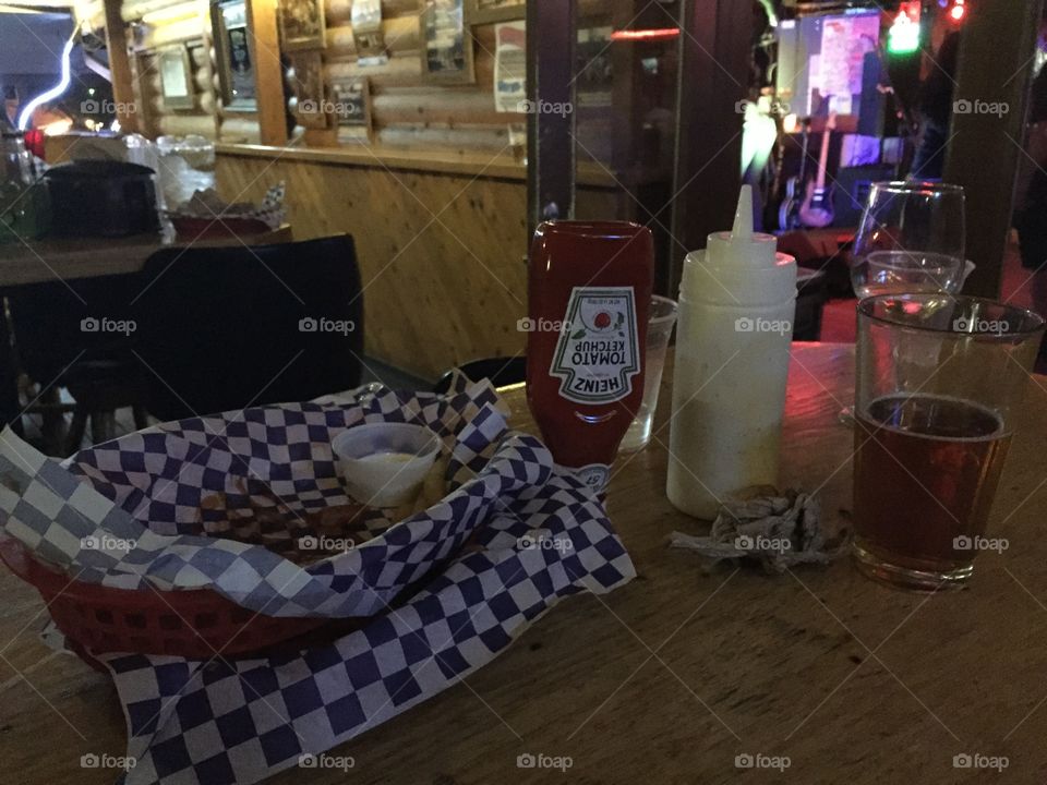 Remnants of chicken tenders. Pinetop Az. Lions Den Bar and Grill