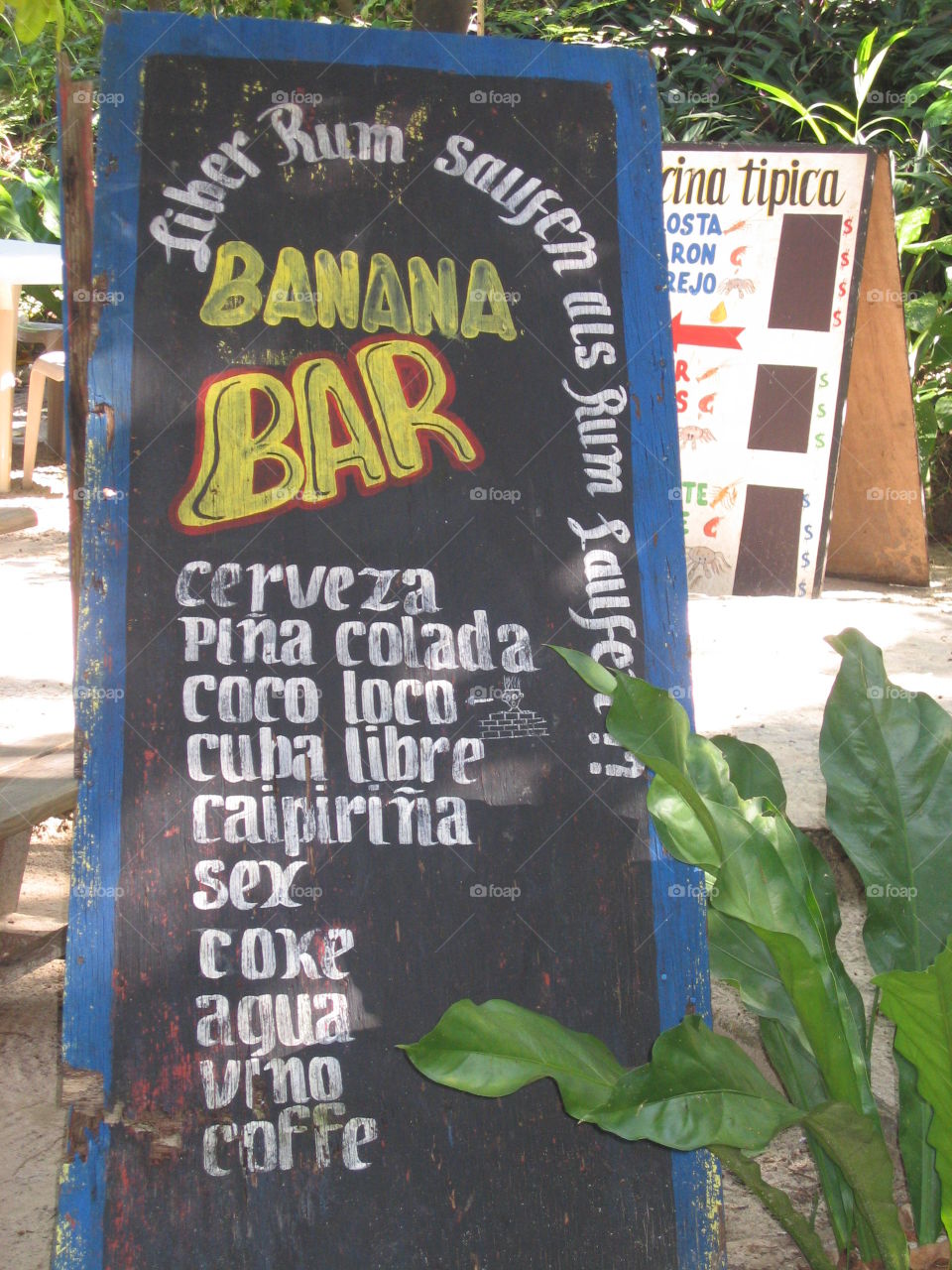 Menu Board at Banana Bar - Cayo Levantado, Dominican Republic