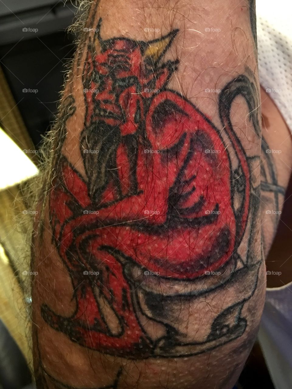 Rest of Red Devil sitting on water closet🚽 which needed 2 shots to get full pic!