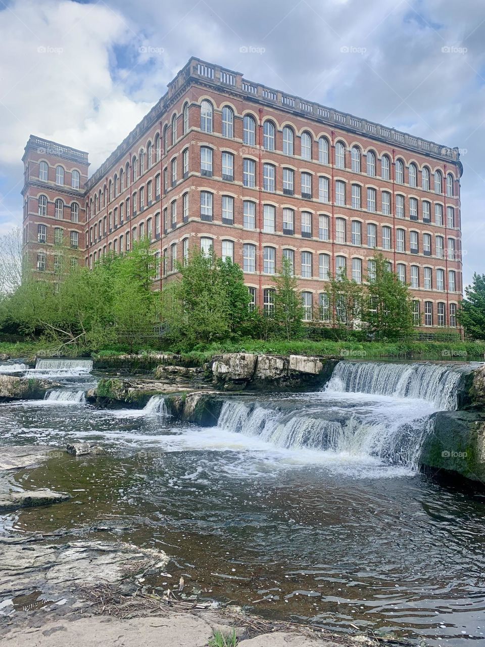 Cityscape and waterfall