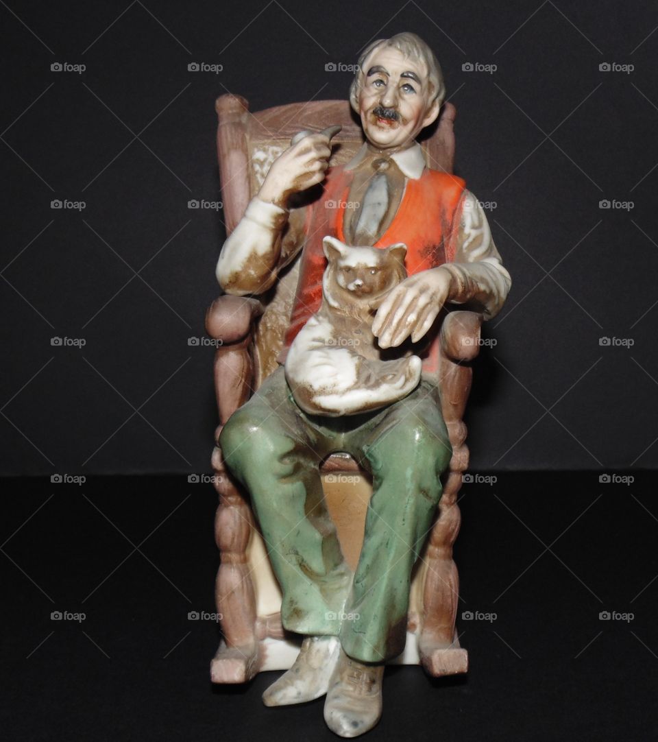 Old Man on Rocking Chair Figurine 