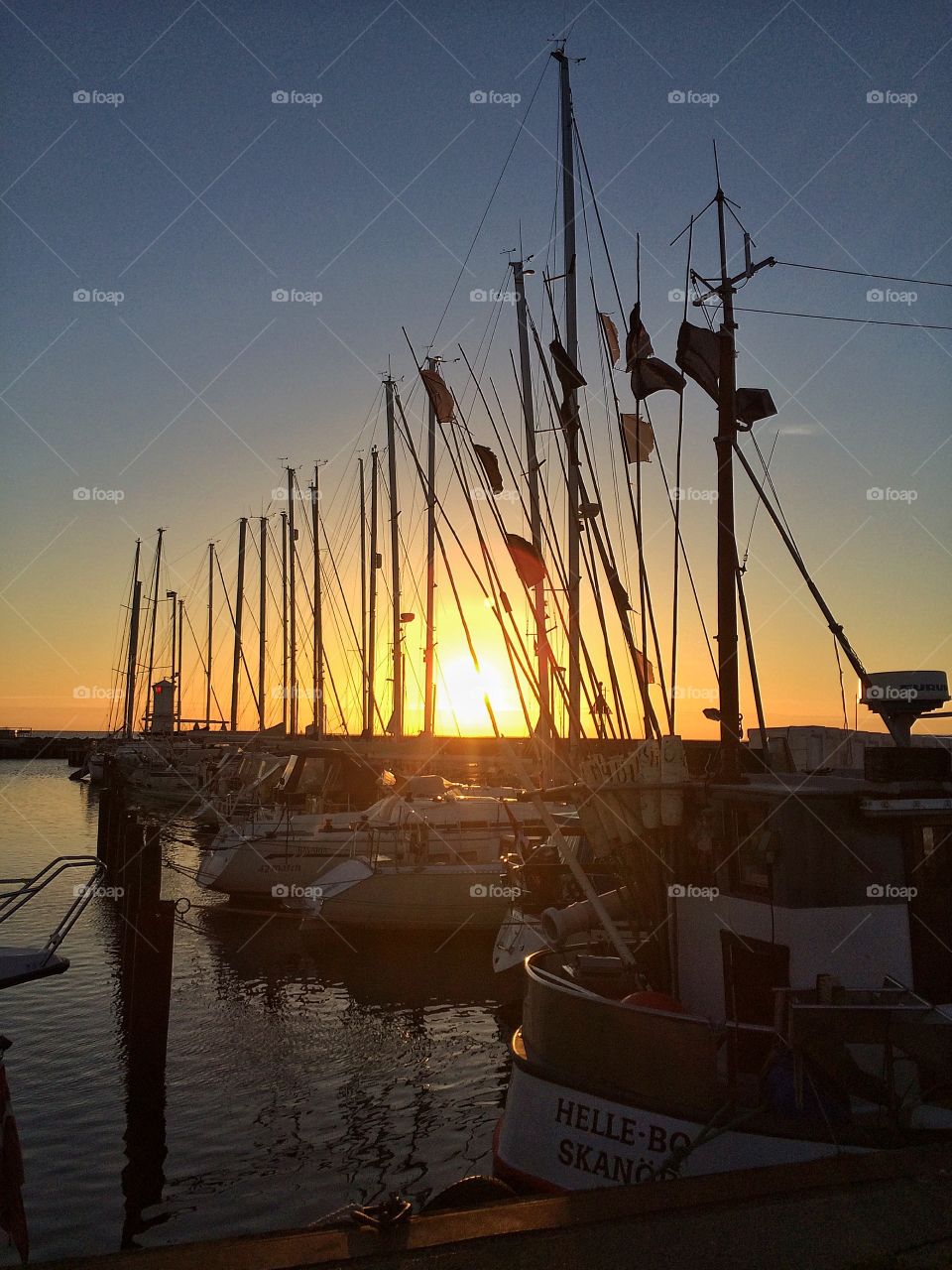 The harbour of Skanör in sunset