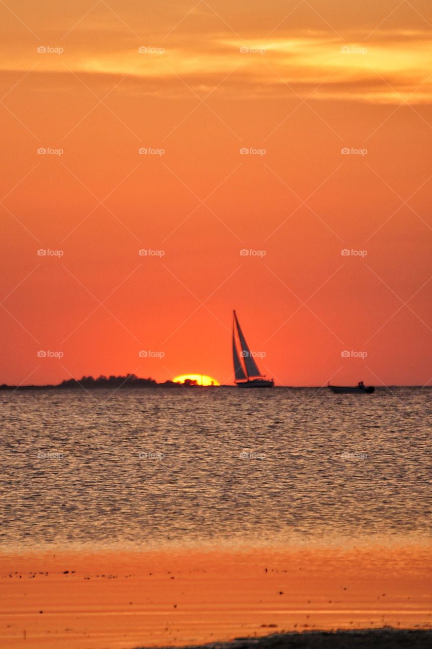 Sailboat in sunset