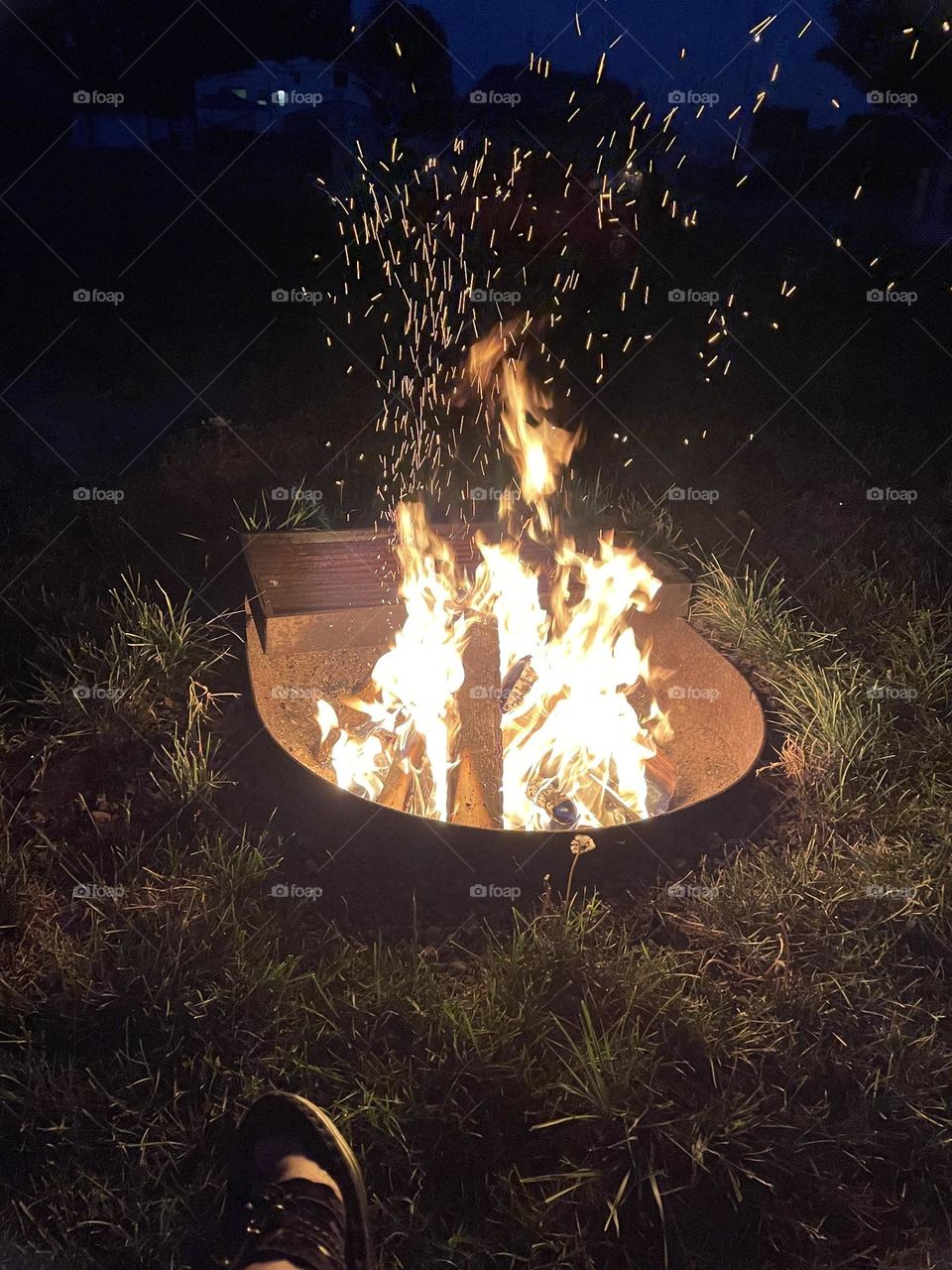 Dry Wood crackling in a camping firepit