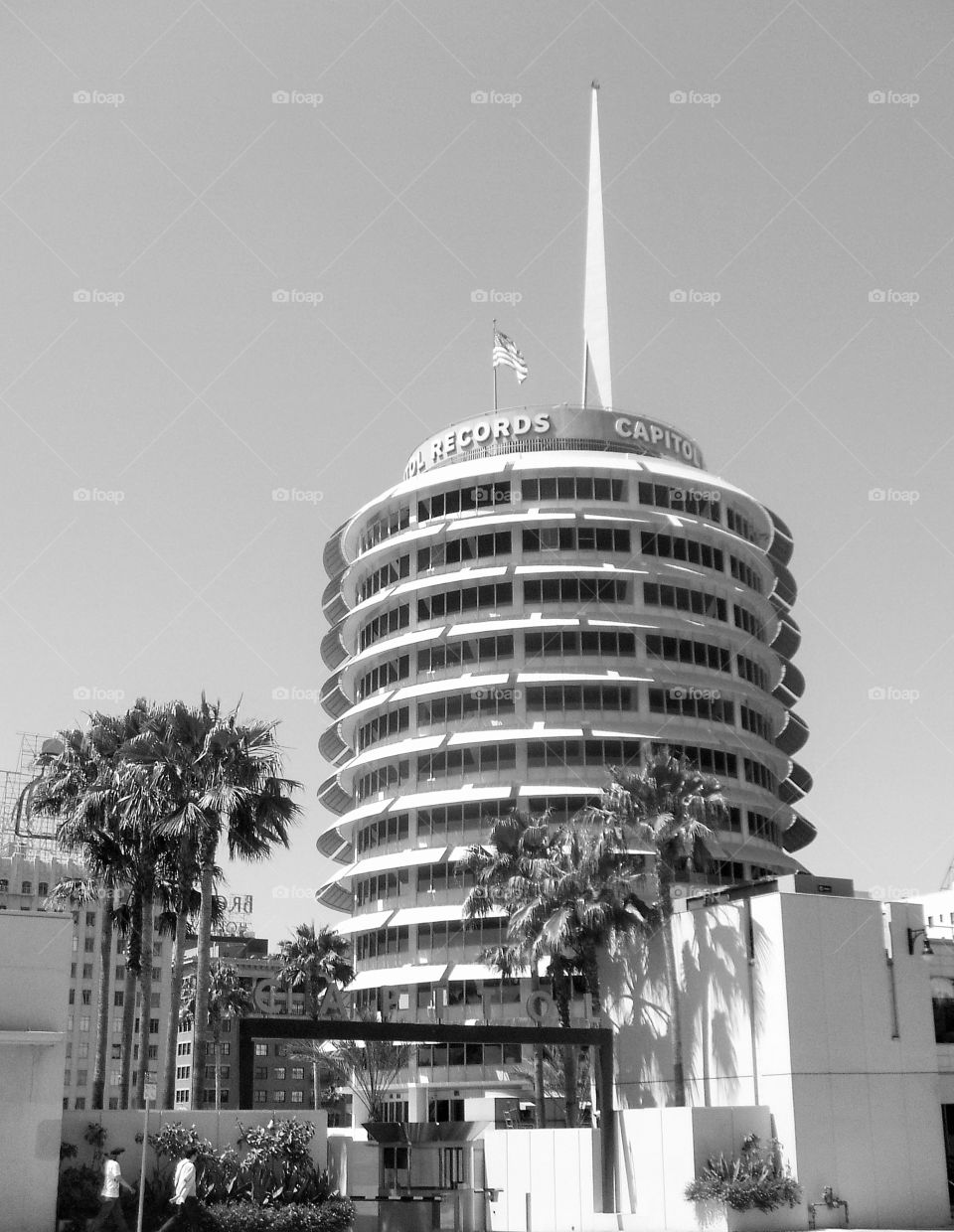 Round building in LA. Photo taken in LA of Capitol Records iconic round building.