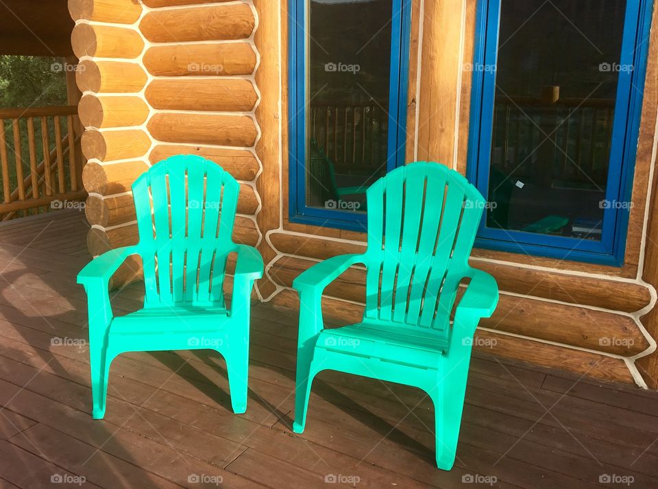 Bright and colorful Adirondack chairs