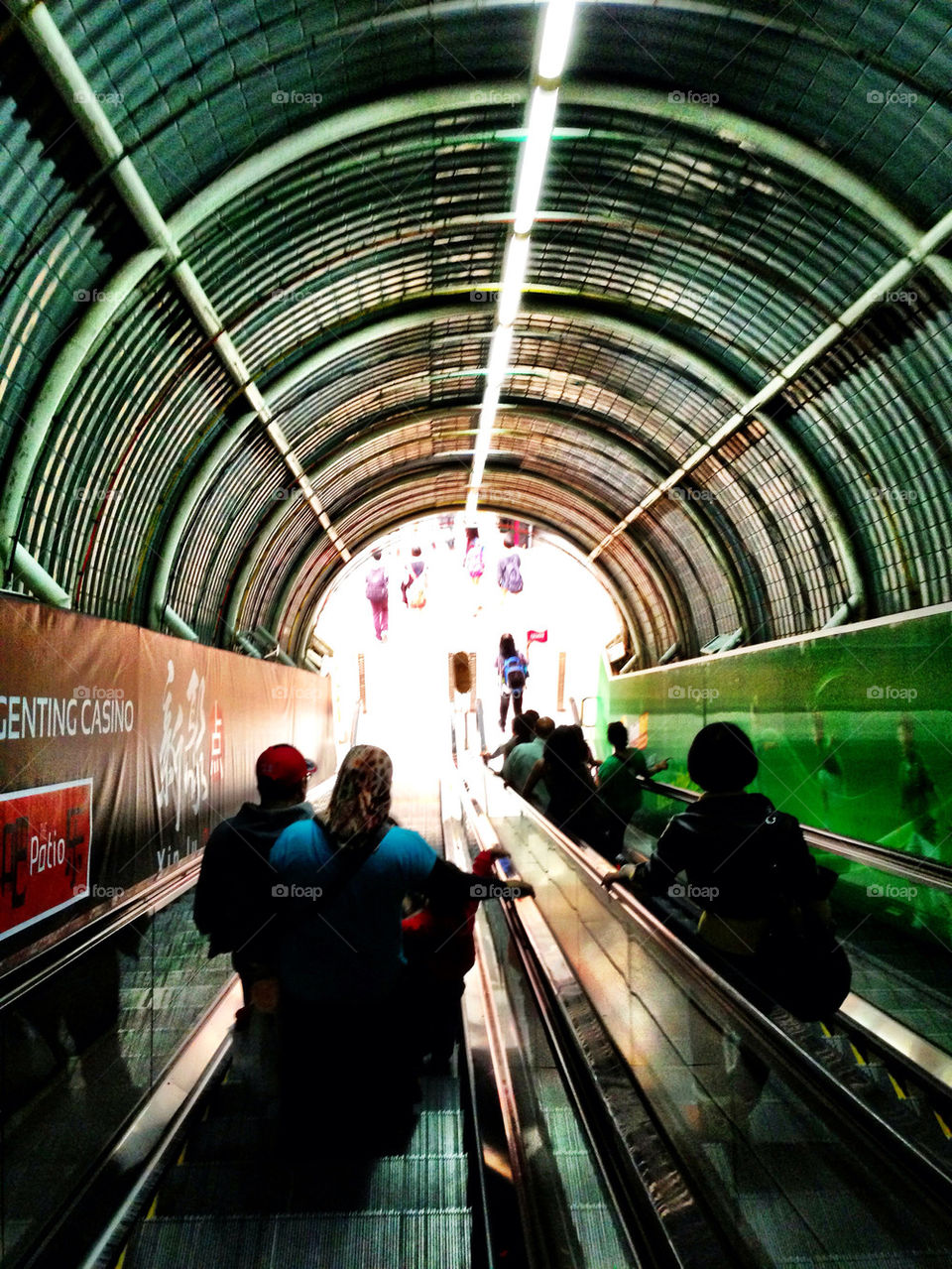tunnel lights resort escalator by herry