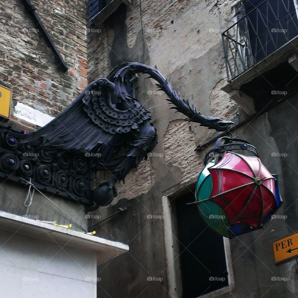 Phoenix Umbrella ball. Restaurant sign in Venice