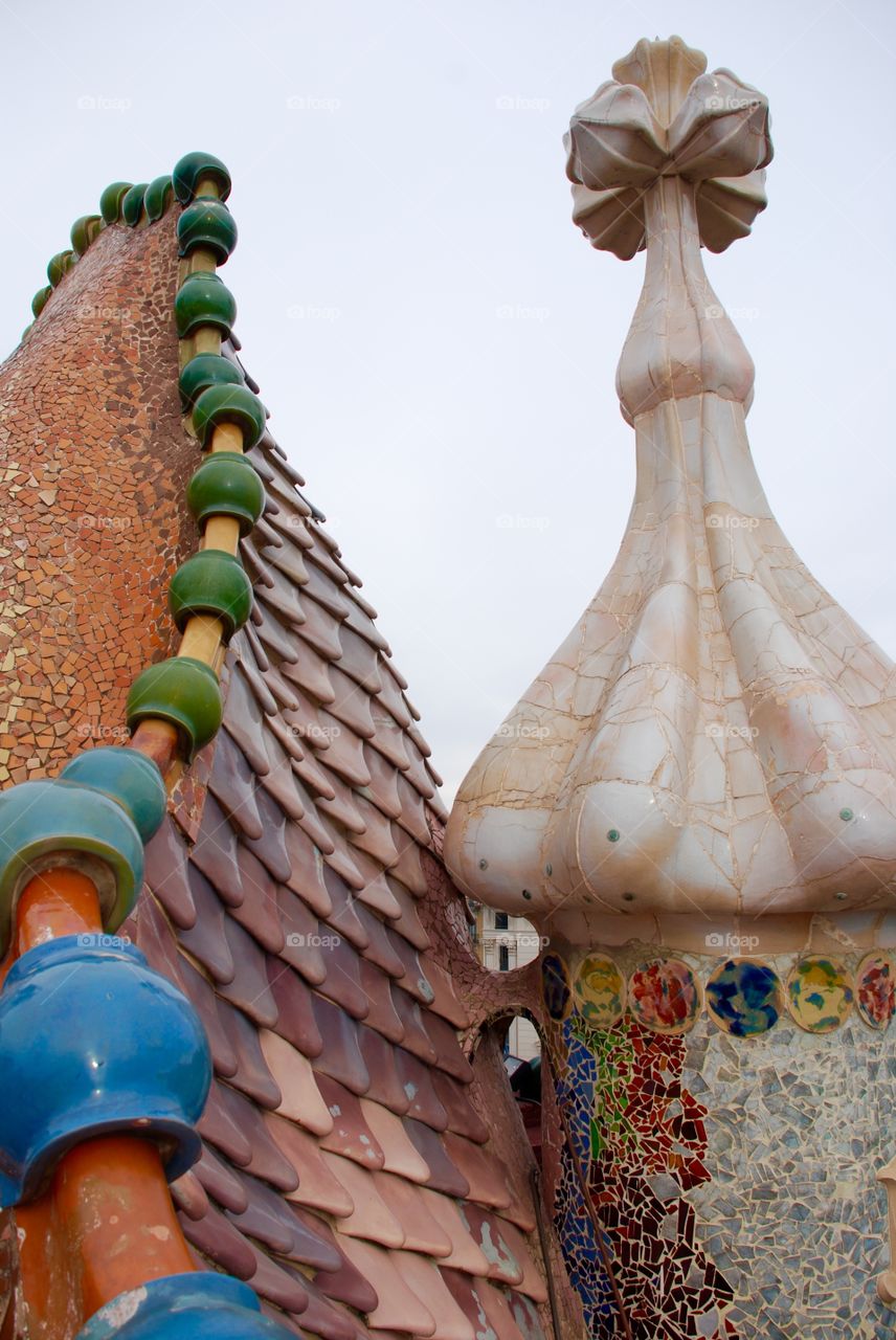Detail. Gaudi. Casa Batllo. Roof. 