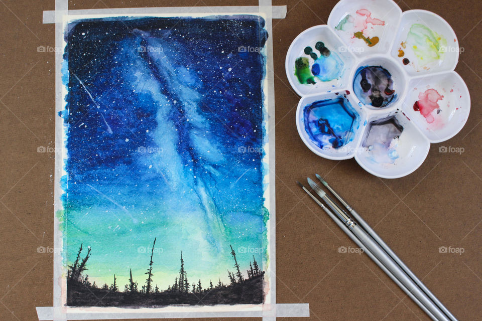 My new drawing of the weekend. Created a galaxy using watercolor.