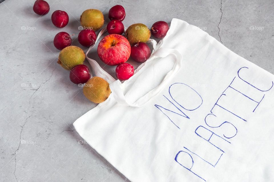 Fruits in a cloth bag.