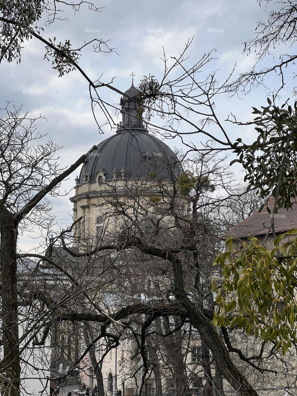 Lviv old city architecture in the spring season