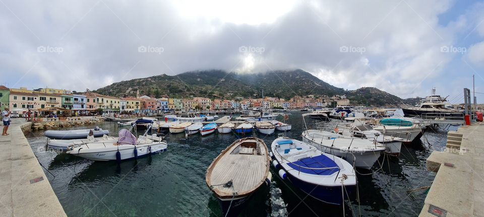 overview of the small port of the island of Giglio (Tuscany)
