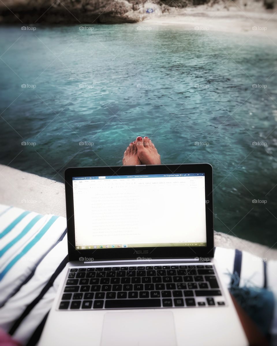 writing by the sea