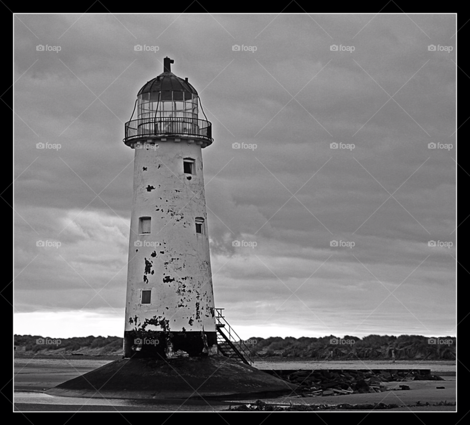 talacre lighthouse north wales uk beach sky white by mojo26