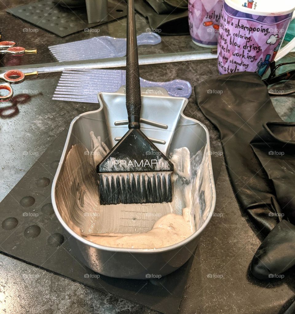 Beauty salon hair coloring