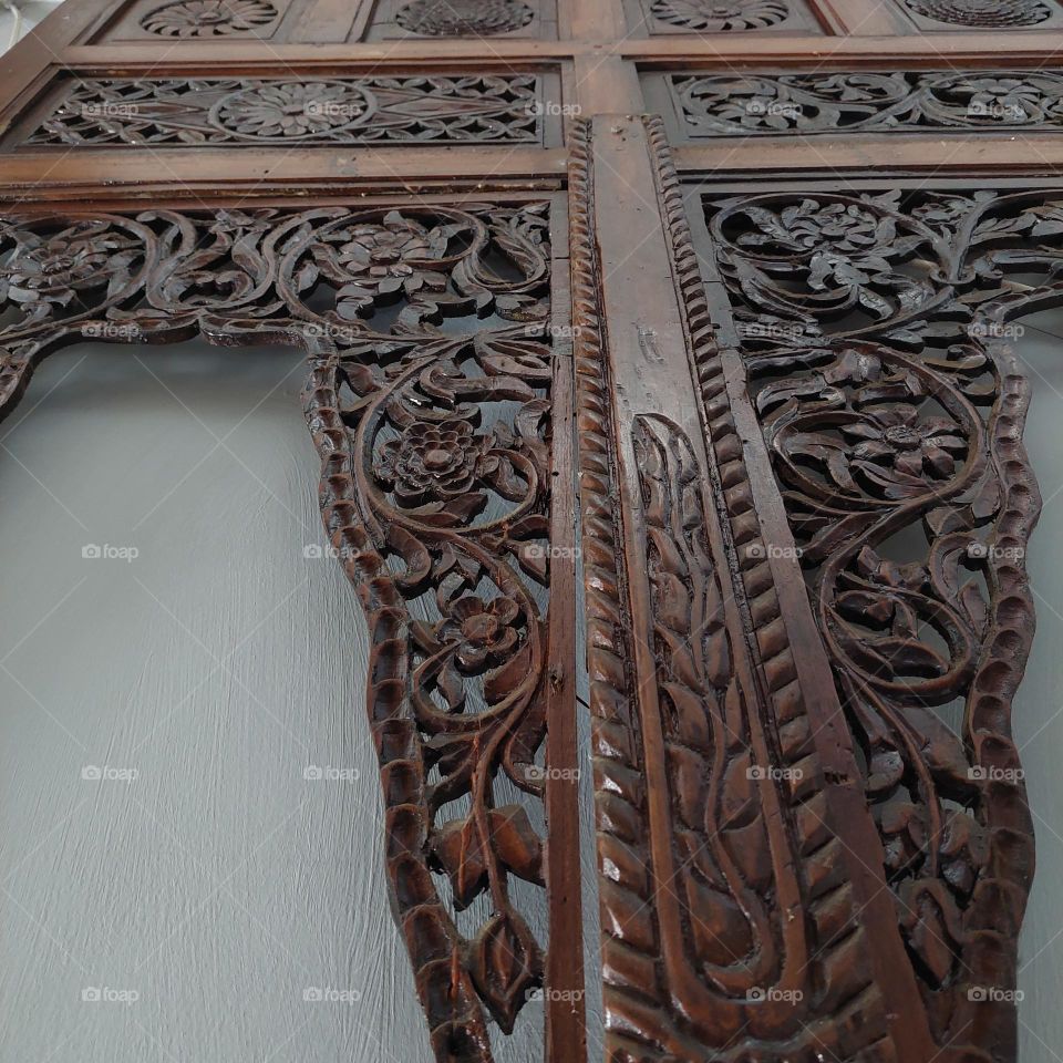 Indonesian Central Java Ethnic Wood Carving which is commonly used for doors and home decorations