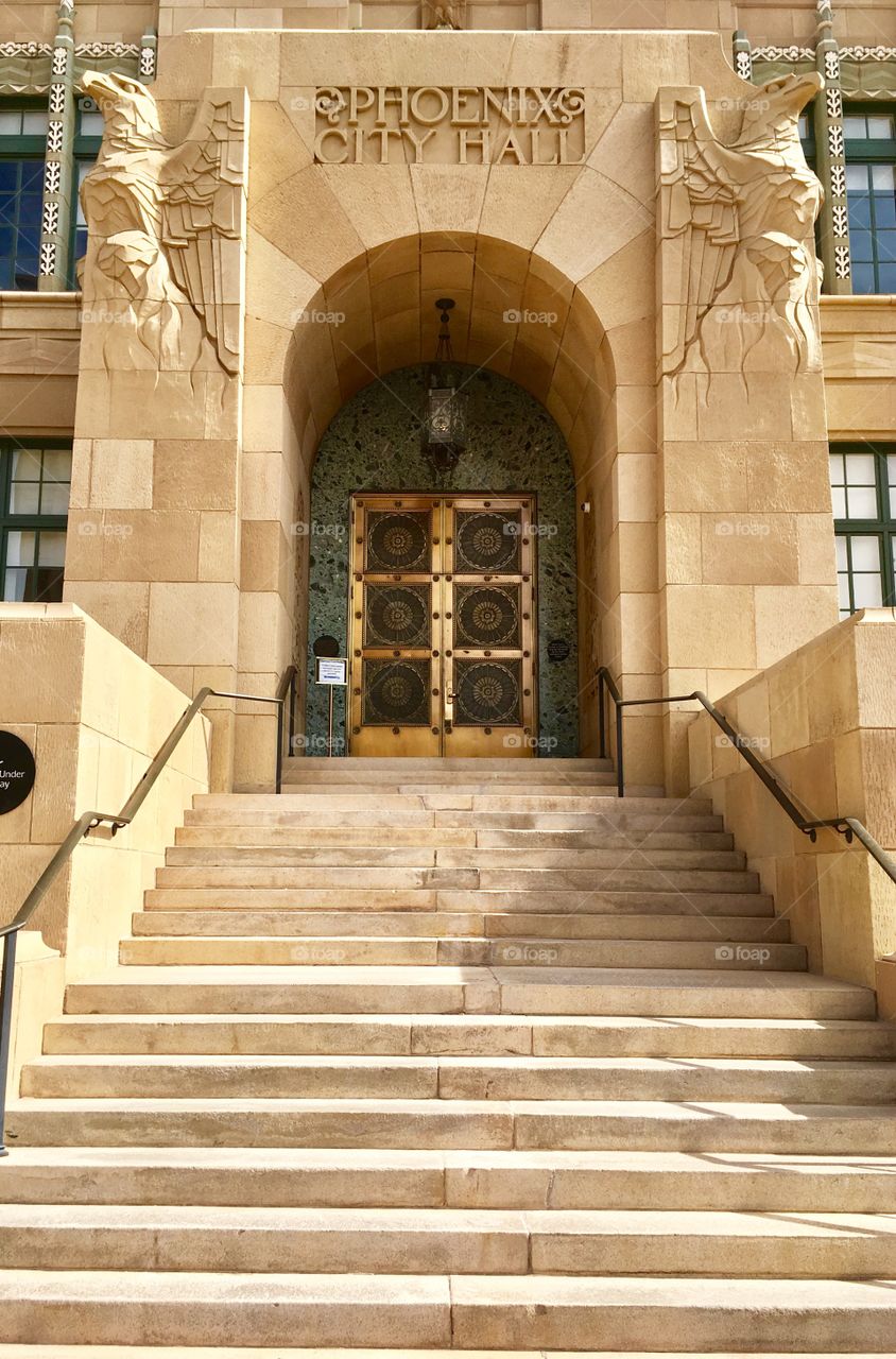 Old Phoenix city hall doors 
