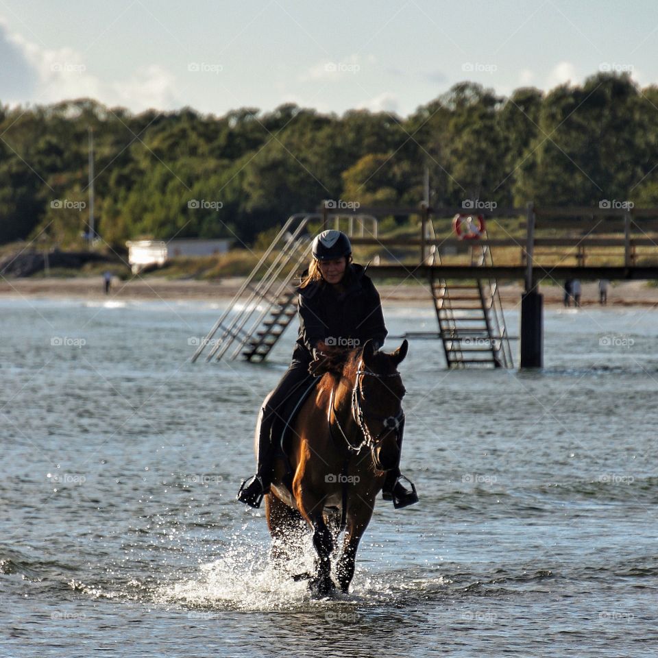 Horsebackriding in the water