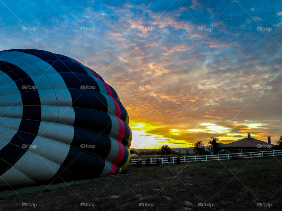 Sunrise inflation. "Beauty" being inflated for sunrise flight in Temecula, CA. 