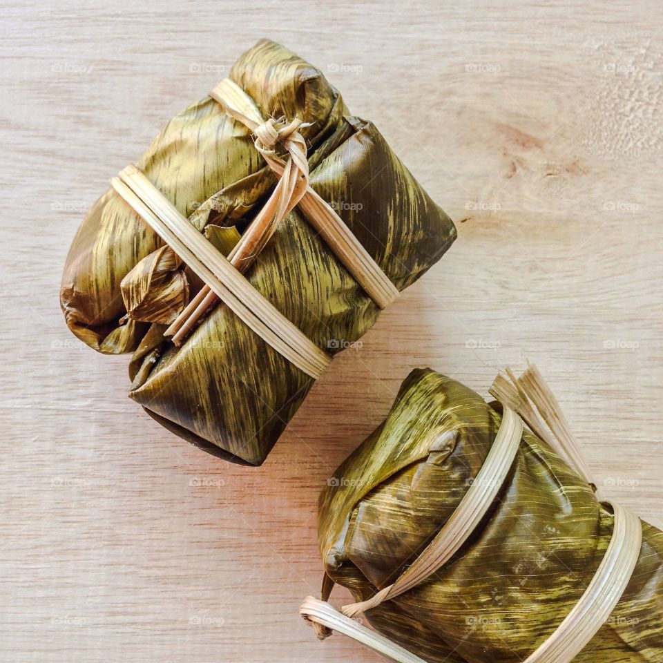 Thai dessert on wooden table