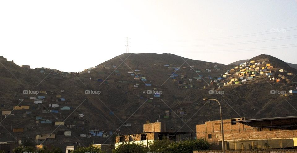 Small houses on a hill 