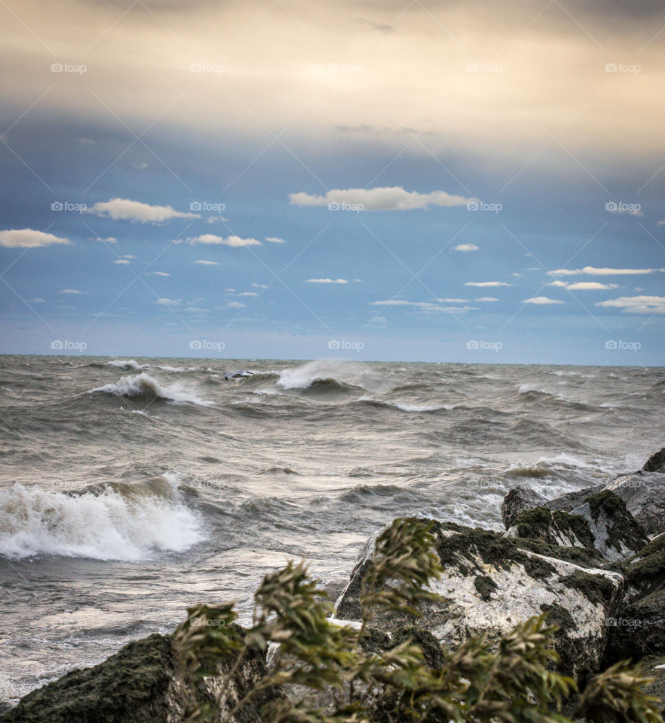 Whitecap Waves on Lake. Whitecap Waves on Lake Michigan in Milwaukee Wisconsin