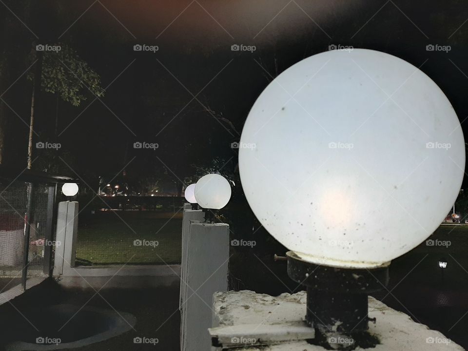 bubble light in night park