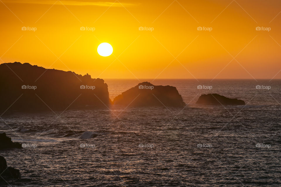 Sunset over the ocean on Canary Islands 