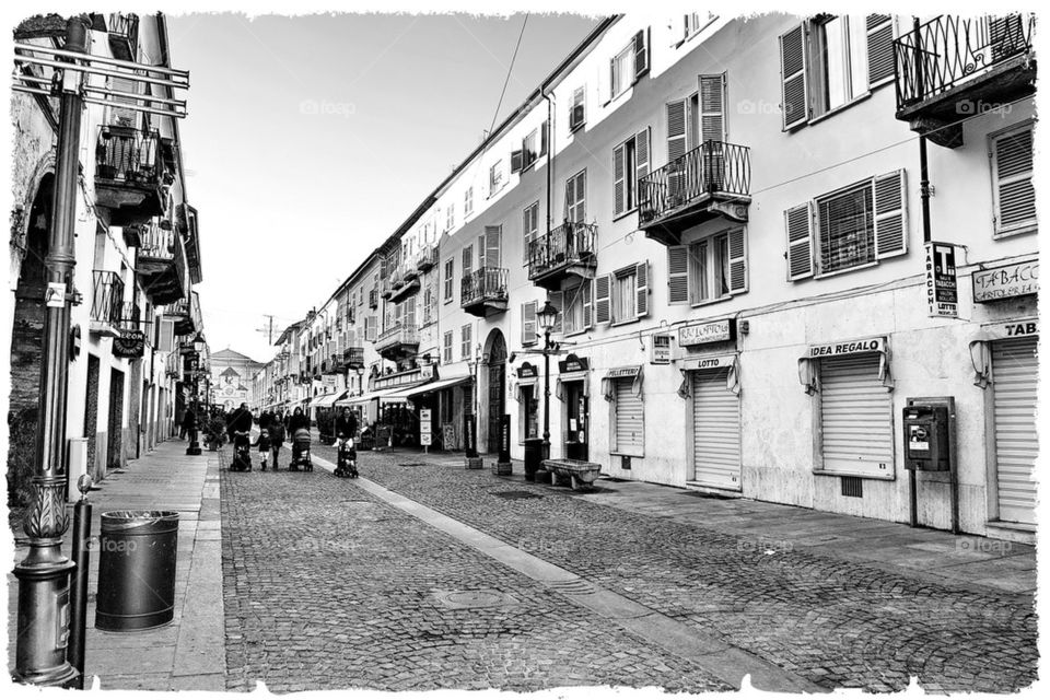 colors, road, landscape, houses, people, walking, outdoor, street