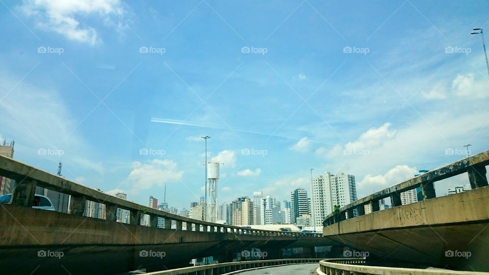 View of buildings from bridge