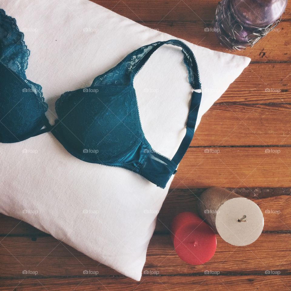 Bra and candles. 