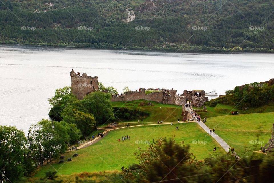 Castle ruins in Scotland by Loch Ness