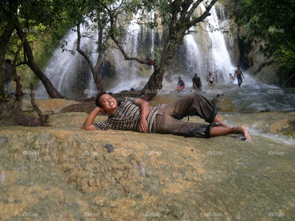 waterfall in pelang beach pacitan indonesia