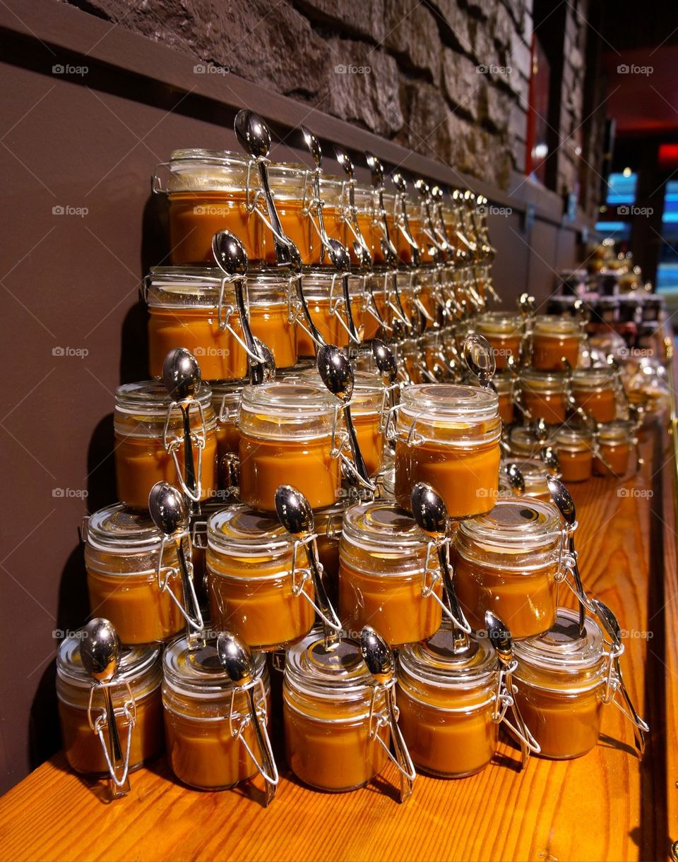 Jars of caramel