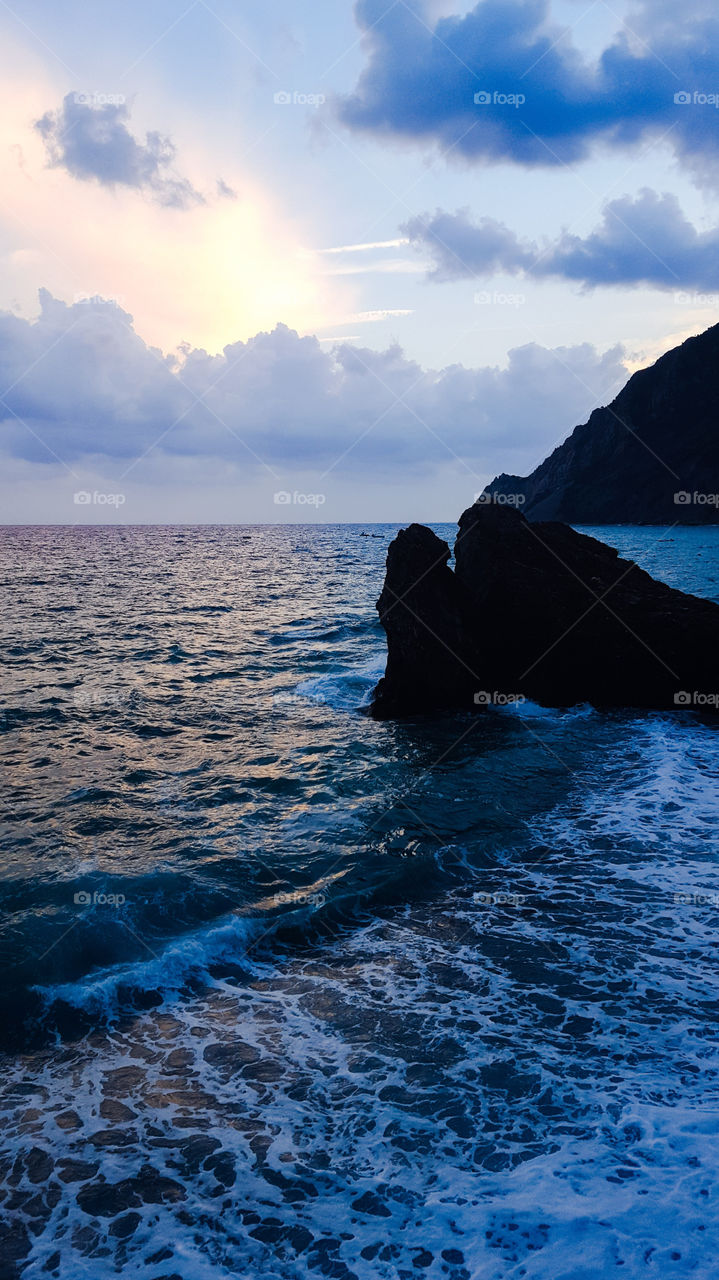 Seascape in Monterosso al mare in Italy